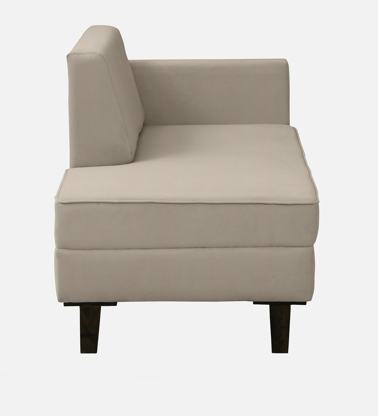 Venus Velvet Fabric LHS Lounger In Cream Color