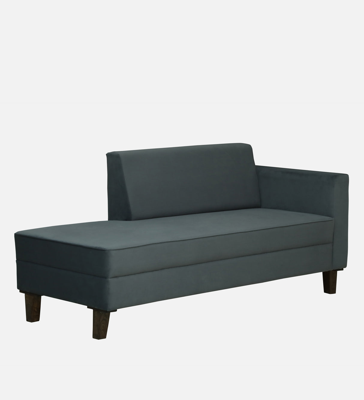 Venus Velvet Fabric LHS Lounger In Grey Color
