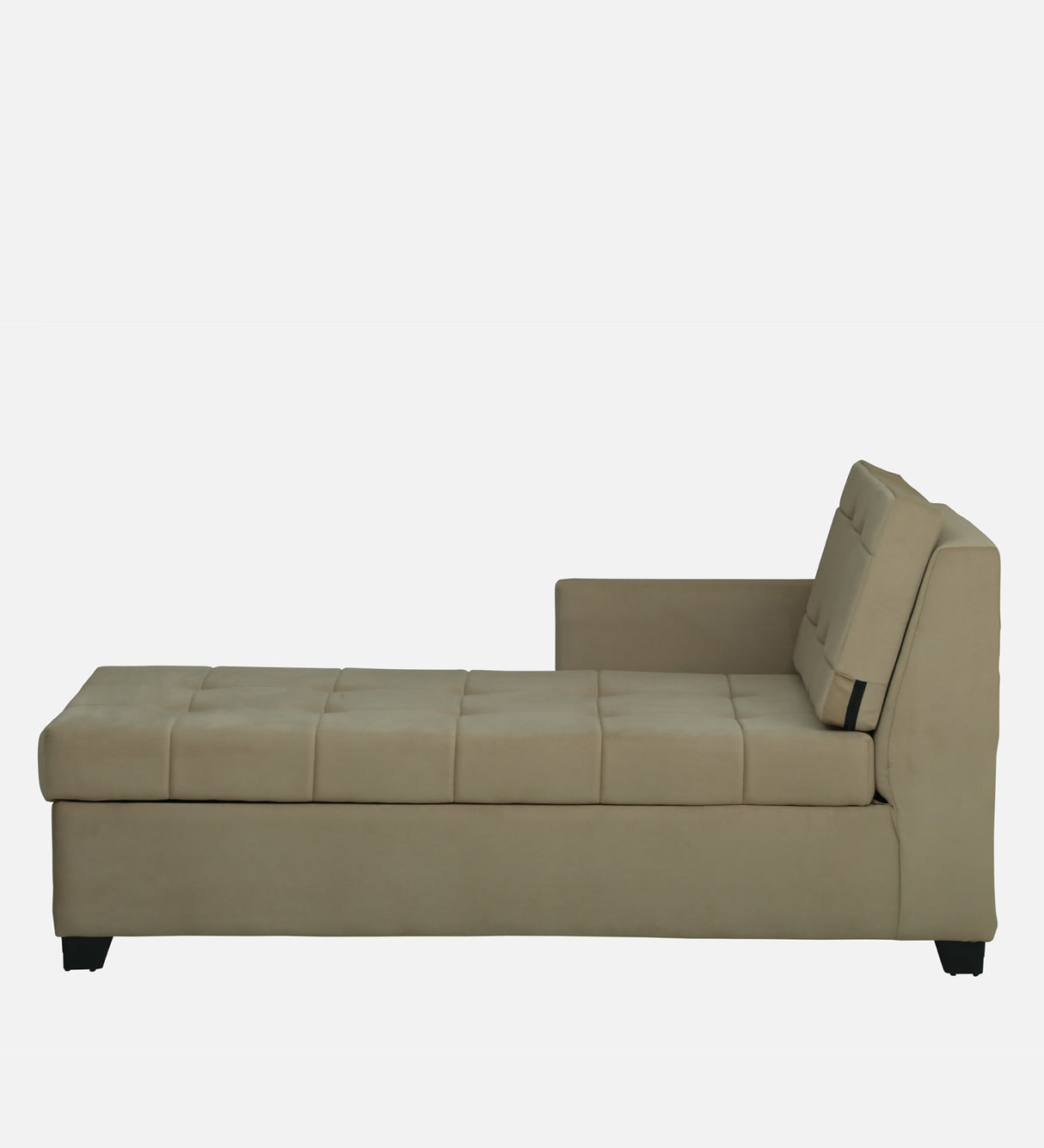 Fabrio Velvet Fabric LHS Lounger With Hydraulic Storage In Brown Color