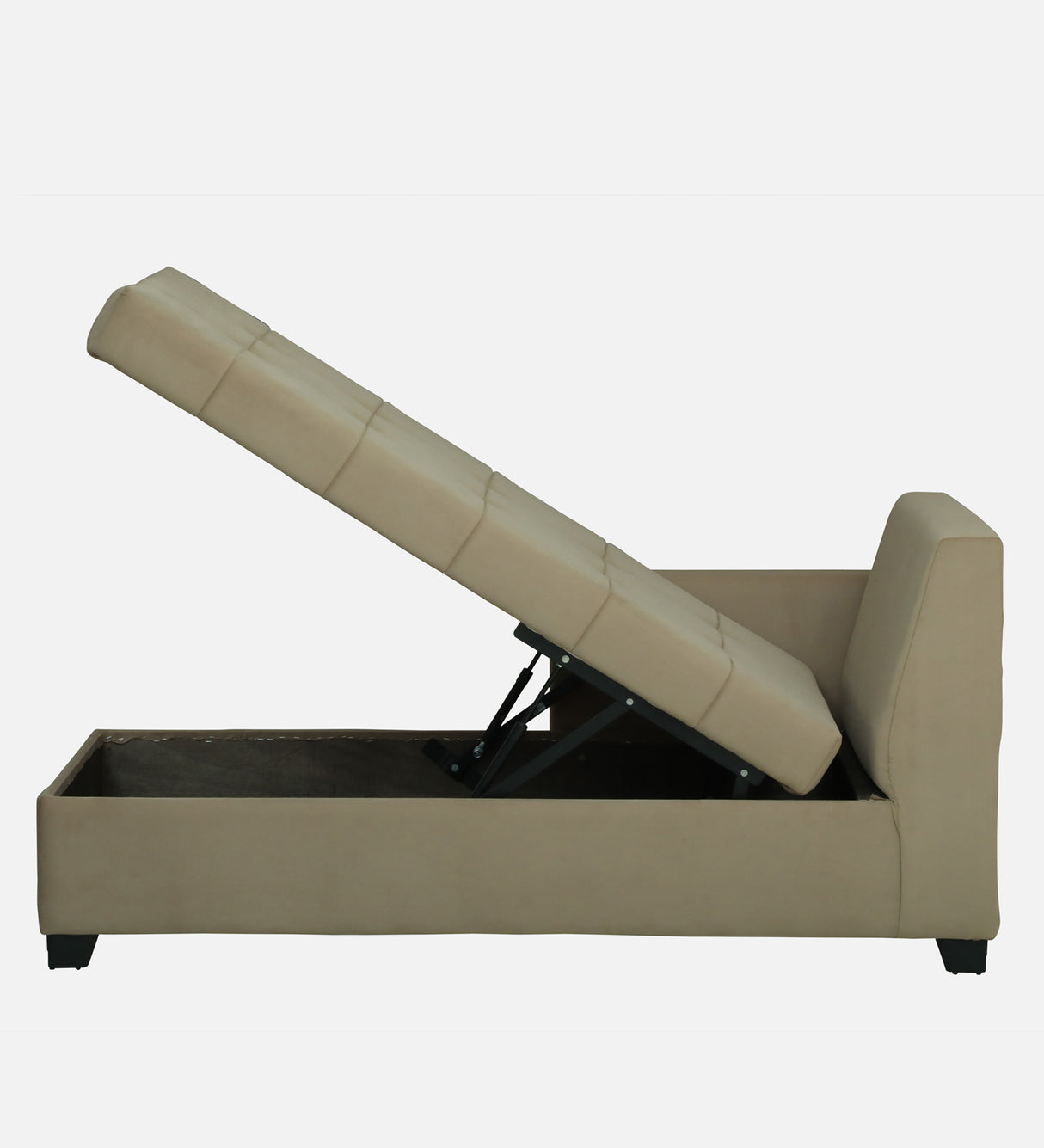 Fabrio Velvet Fabric LHS Lounger With Hydraulic Storage In Brown Color