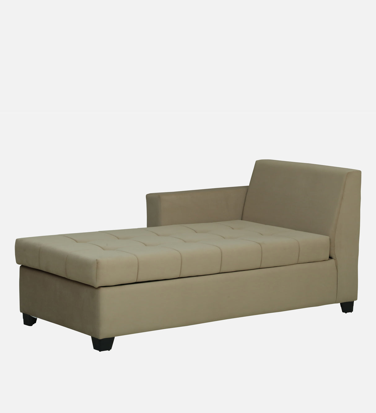 Fabrio Velvet Fabric LHS Lounger With Hydraulic Storage In Brown Color