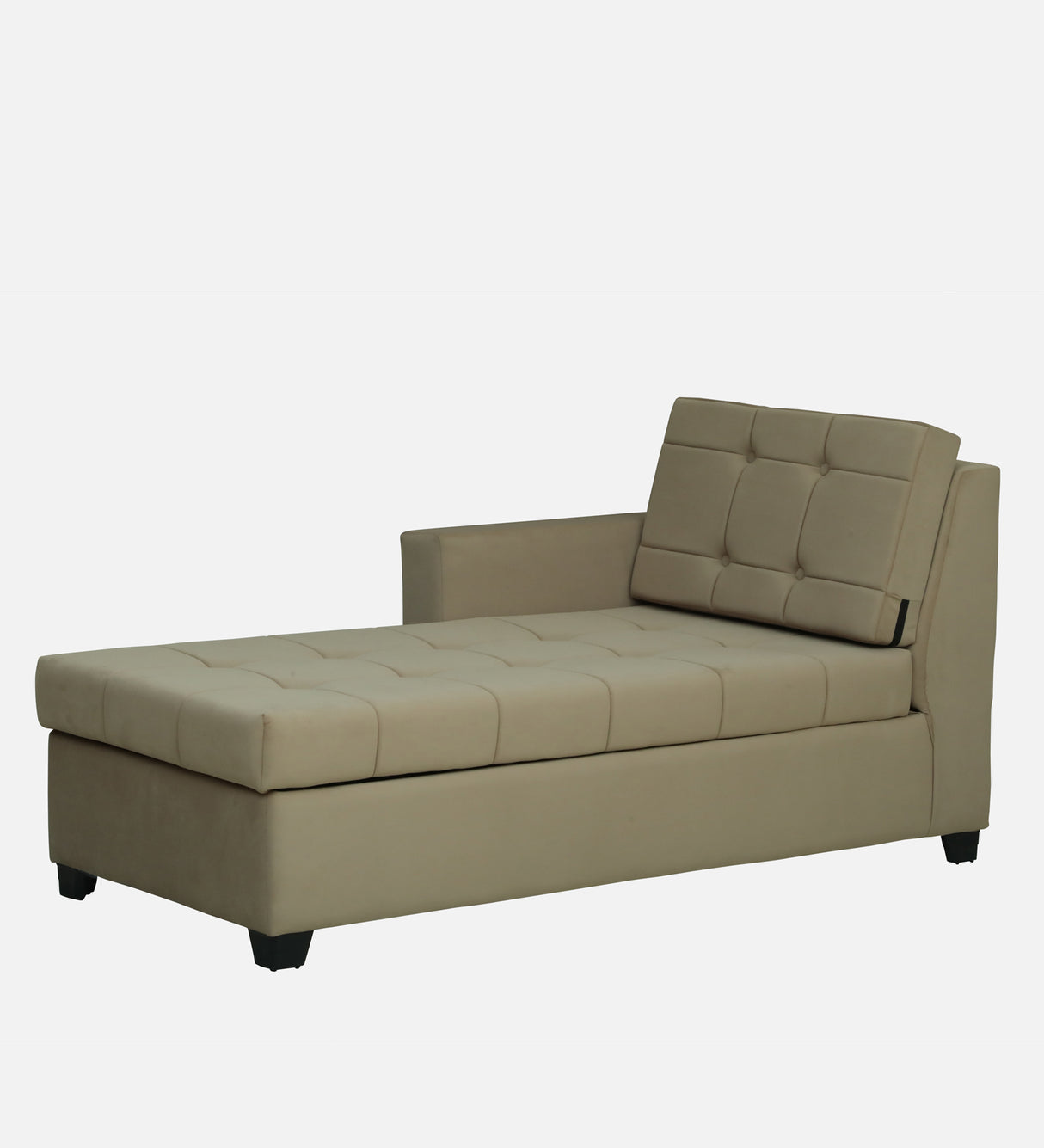 Fabrio Velvet Fabric LHS Lounger With Hydraulic Storage In Brown Color