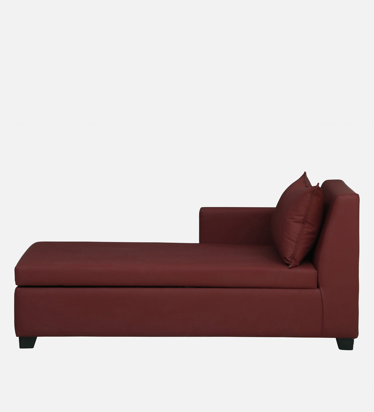 Mayor Leatherette Fabric LHS Lounger With Hydraulic Storage In Maroon Color