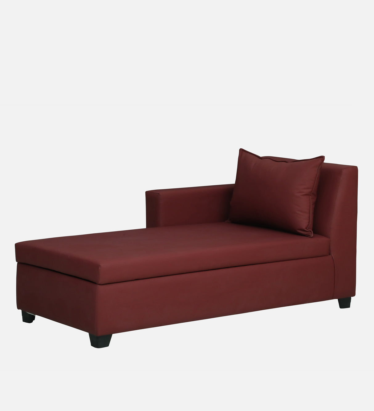 Mayor Leatherette Fabric LHS Lounger With Hydraulic Storage In Maroon Color