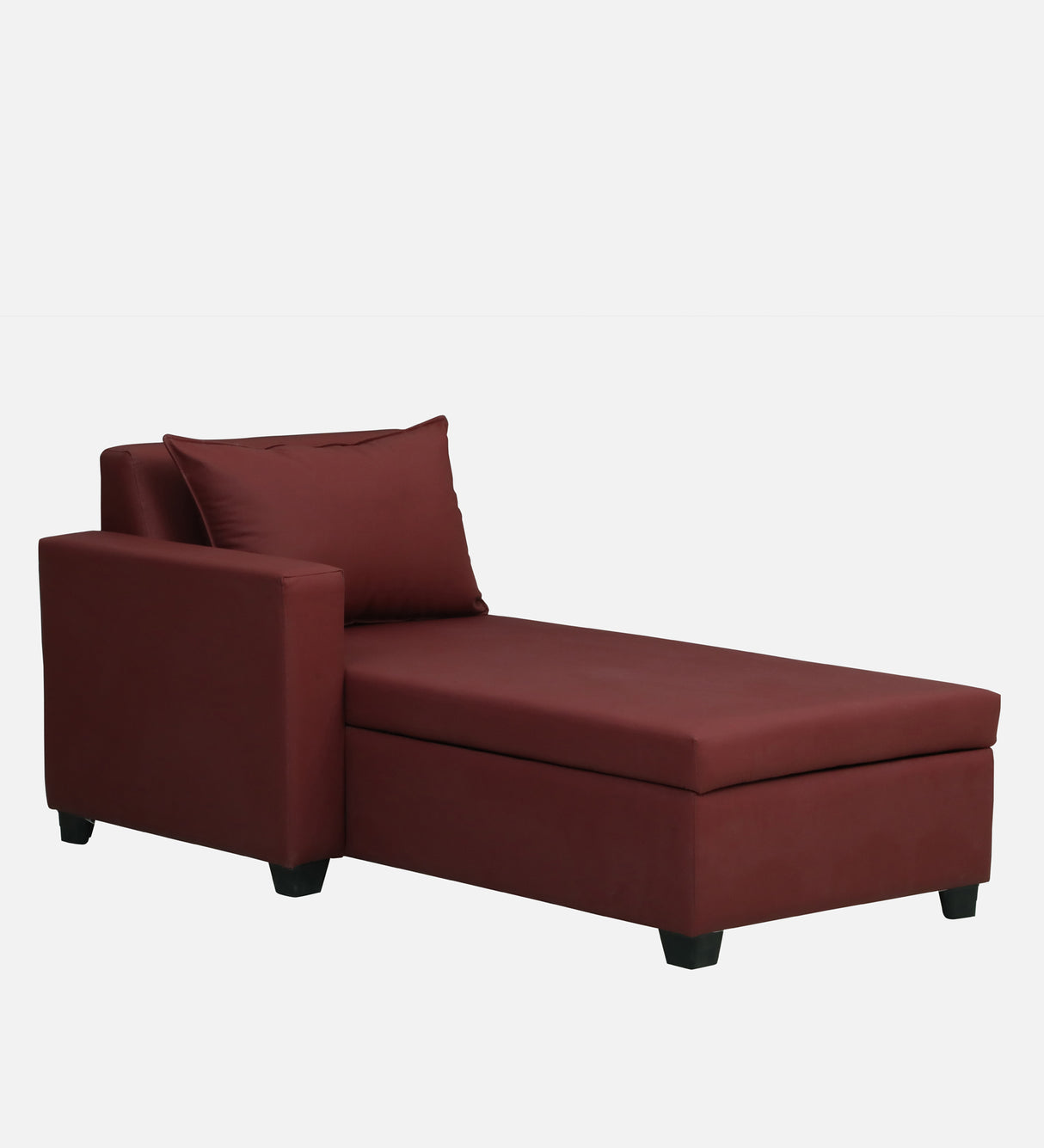 Mayor Leatherette Fabric LHS Lounger With Hydraulic Storage In Maroon Color