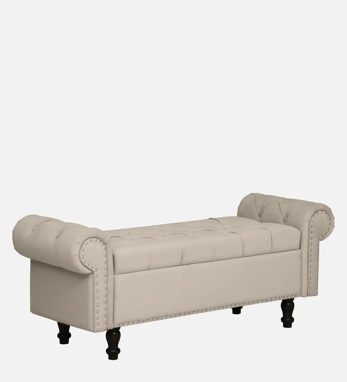 FABRIO Upholstered Ottoman Bench With Storage - 12 Months Warranty - Cream