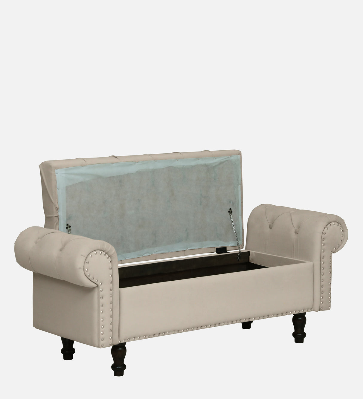 FABRIO Upholstered Ottoman Bench With Storage - 12 Months Warranty - Cream