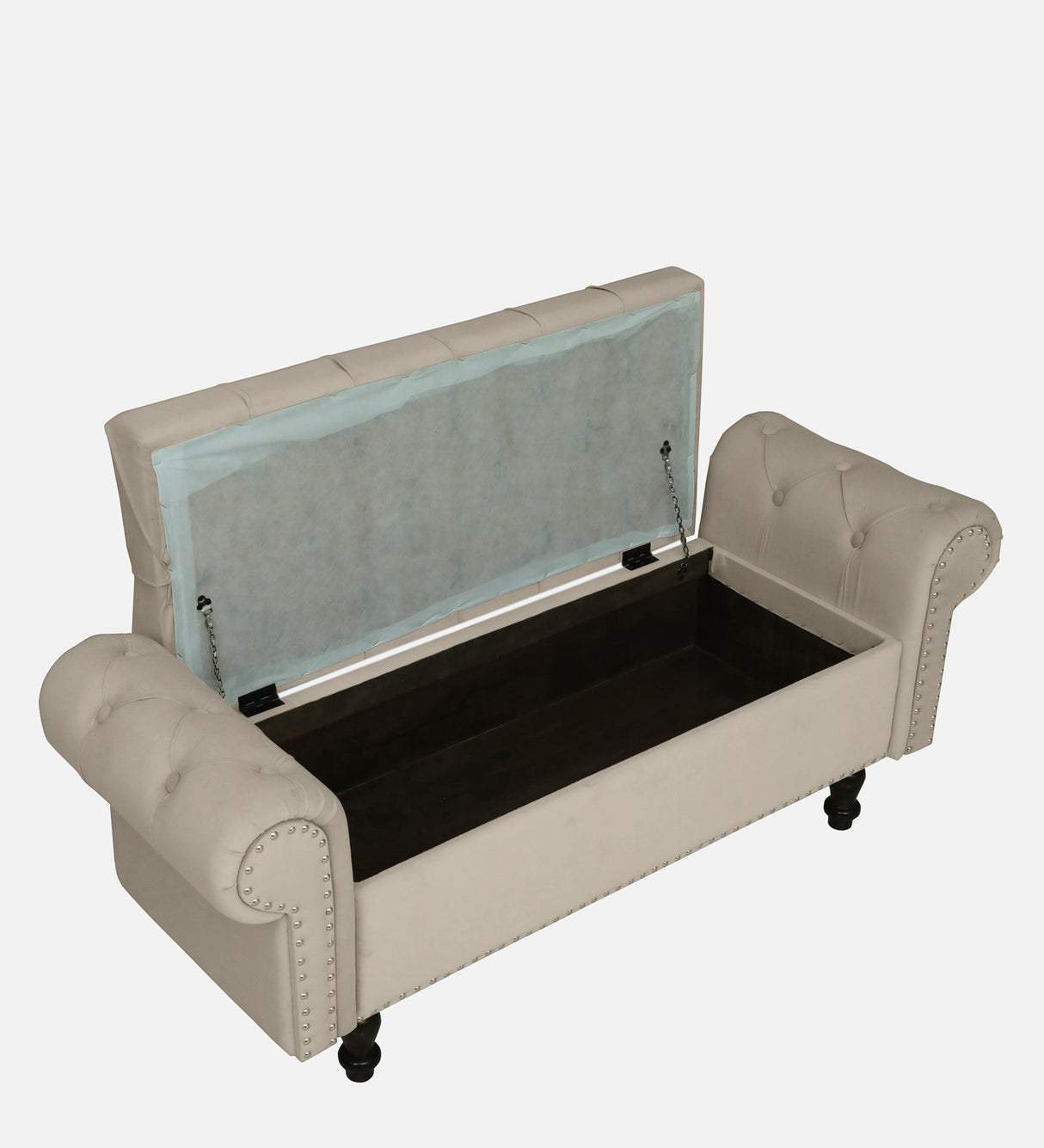 FABRIO Upholstered Ottoman Bench With Storage - 12 Months Warranty - Cream