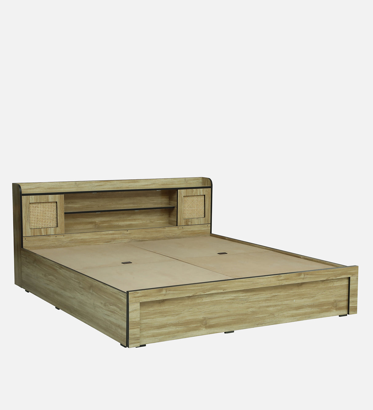 COPS Engineered Wood Bed with Box and Headboard Storage (STONE) - 12 Months Warranty