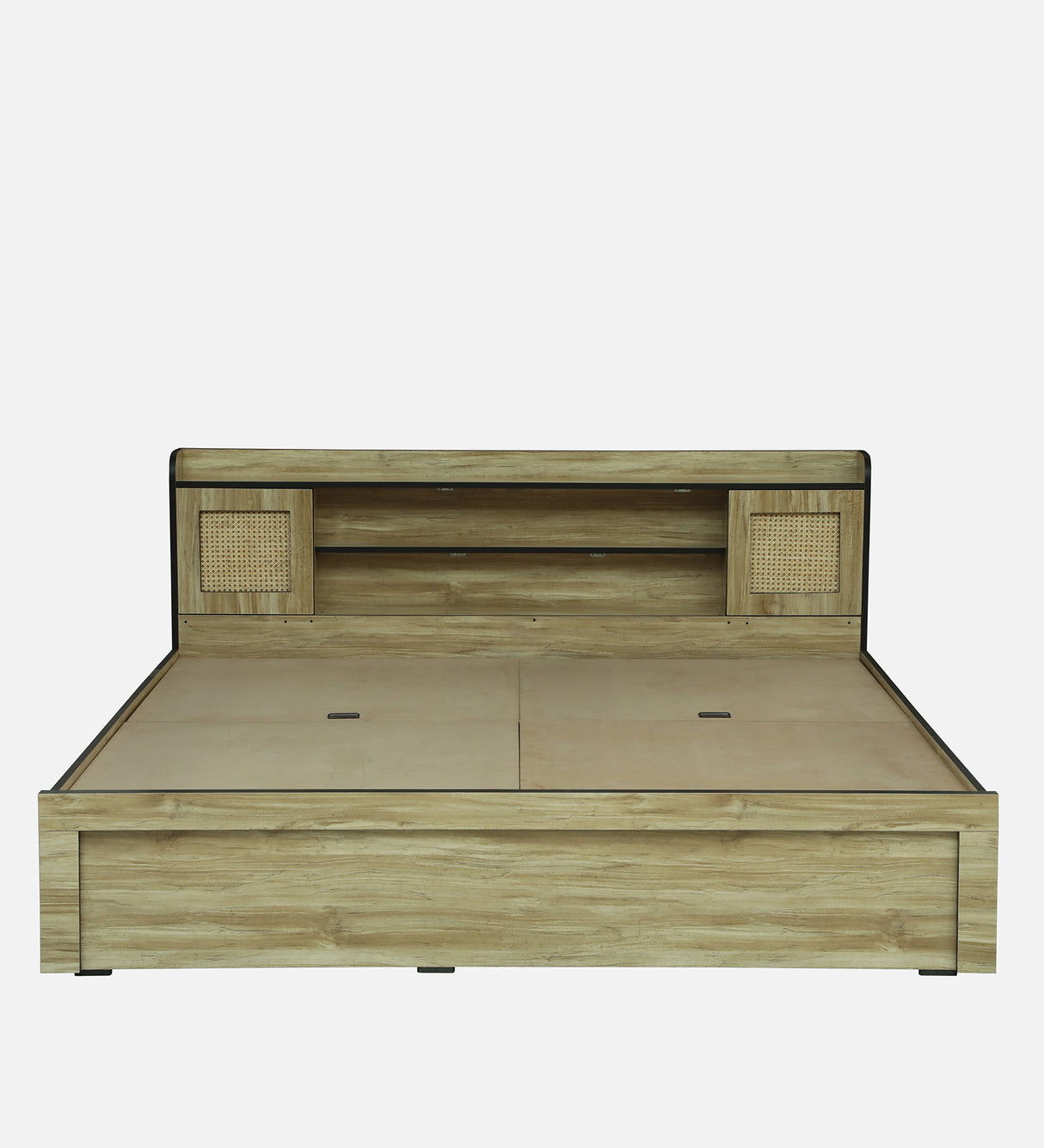 COPS Engineered Wood Bed with Box and Headboard Storage (STONE) - 12 Months Warranty