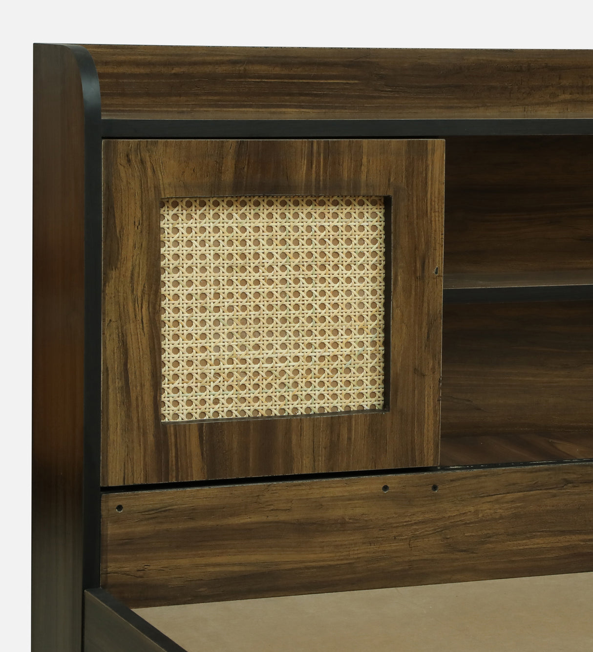 COPS Engineered Wood Bed with Box and Headboard Storage (Walnut) - 12 Months Warranty