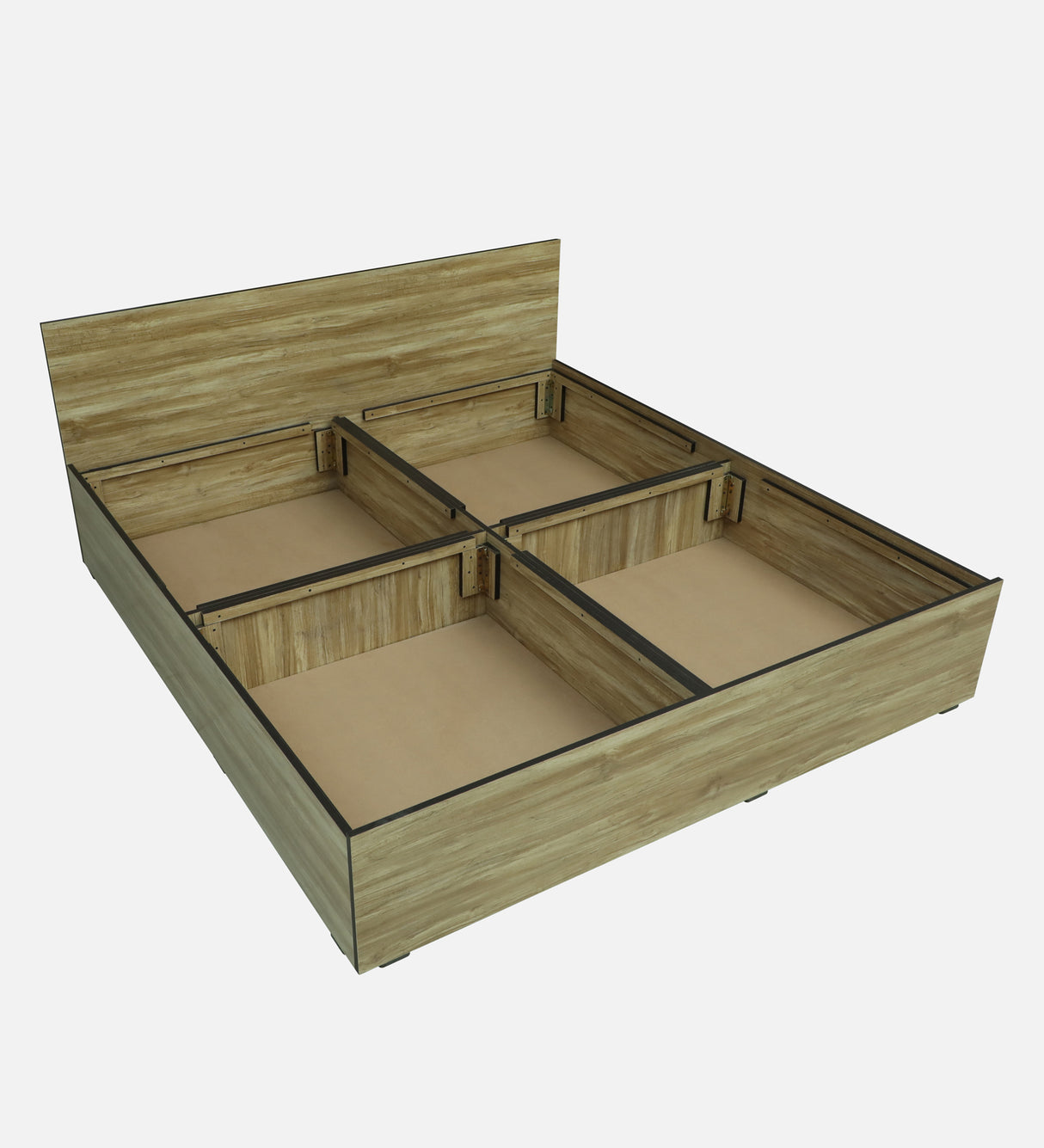 CARPER Engineered Wood Bed with Box Storage (STONE) - 12 Months Warranty