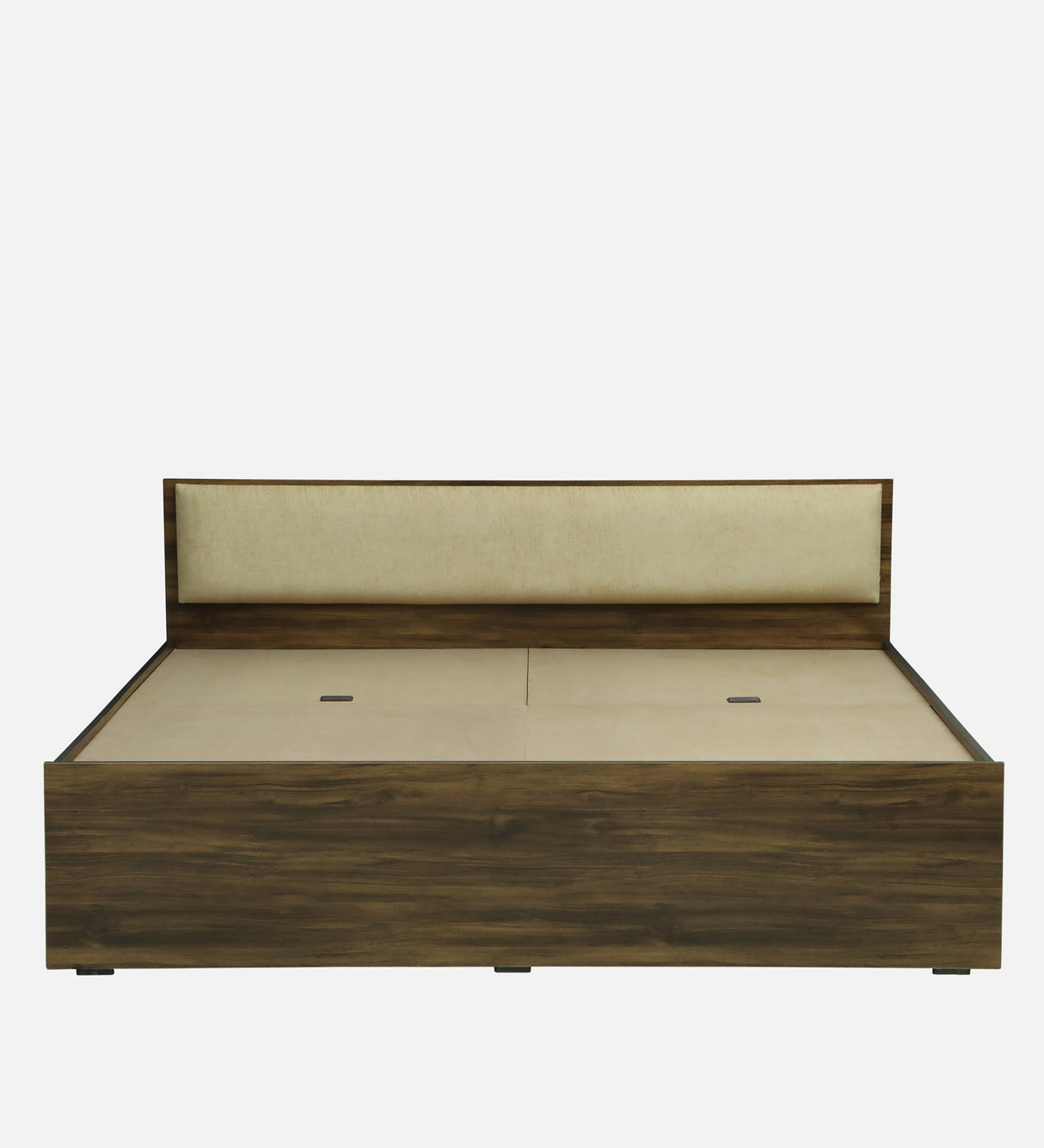 ALLEN Engineered Wood Bed Without Storage and Upholstered Headboard (Walnut) - 12 Months Warranty