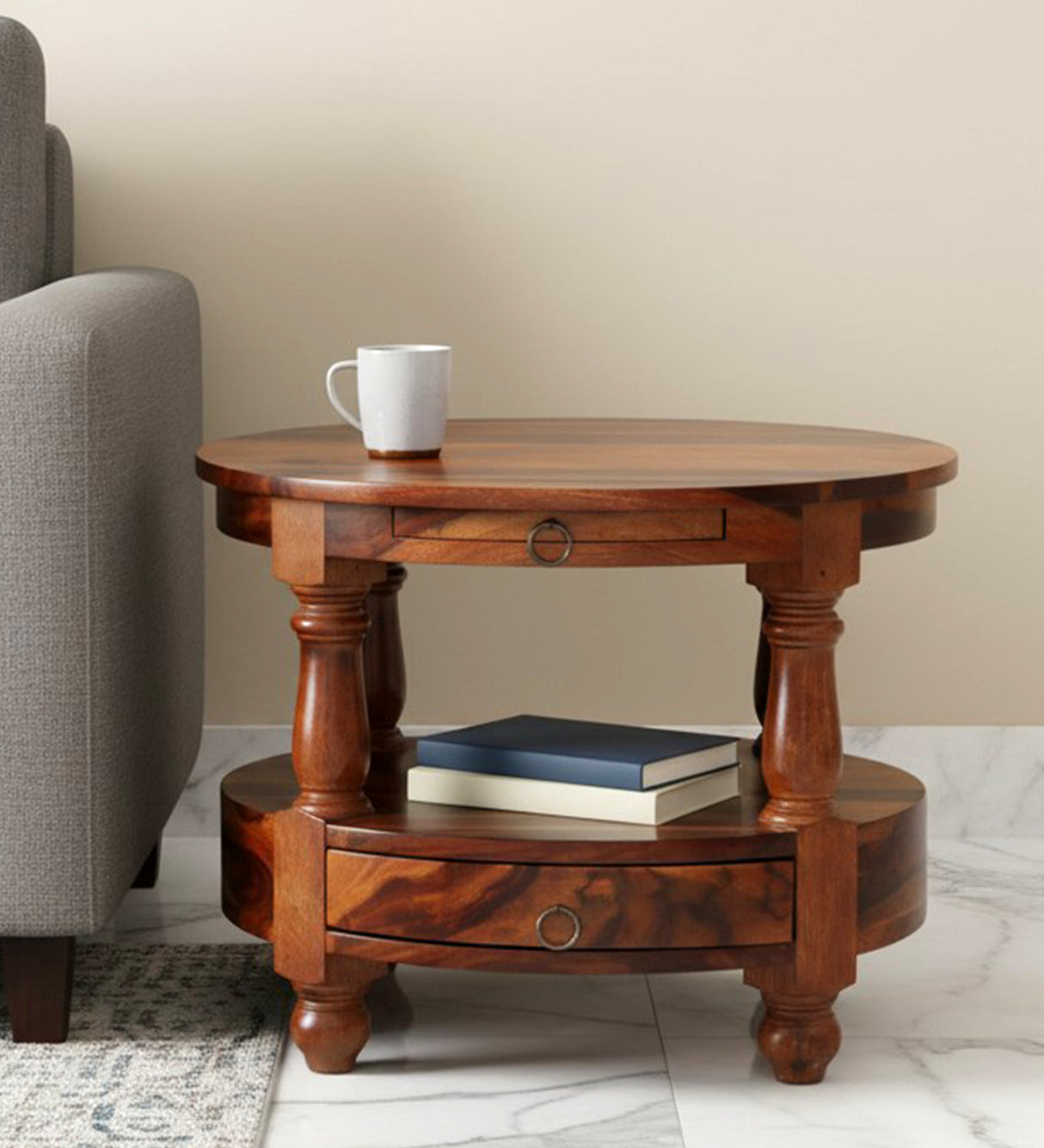 Jodhpur Solid Sheesham Wood End Table - 3 Years Warranty