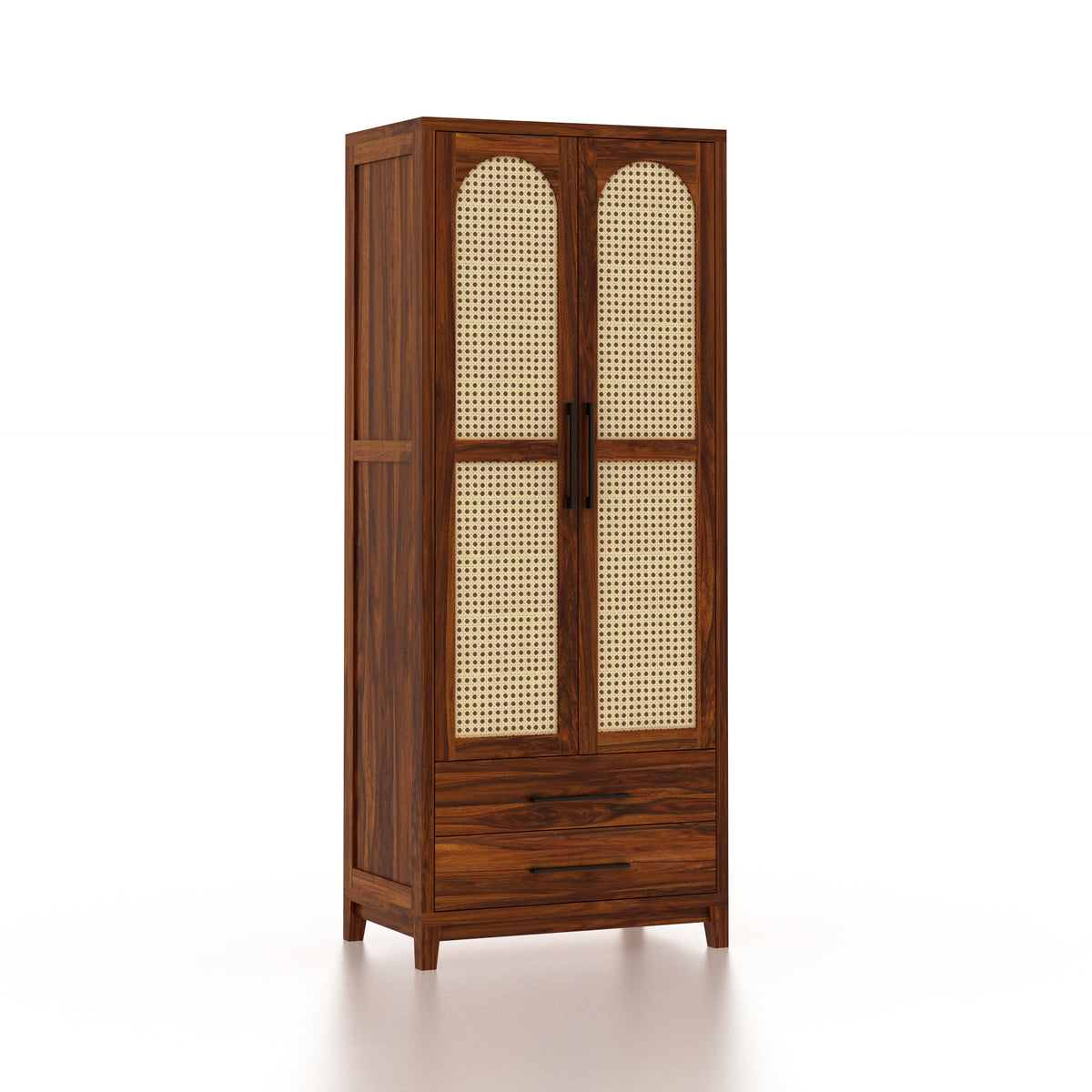 Cosmos Solid Sheesham Wood Wardrobe With Two Doors and Two Drawers - 3-Year Warranty