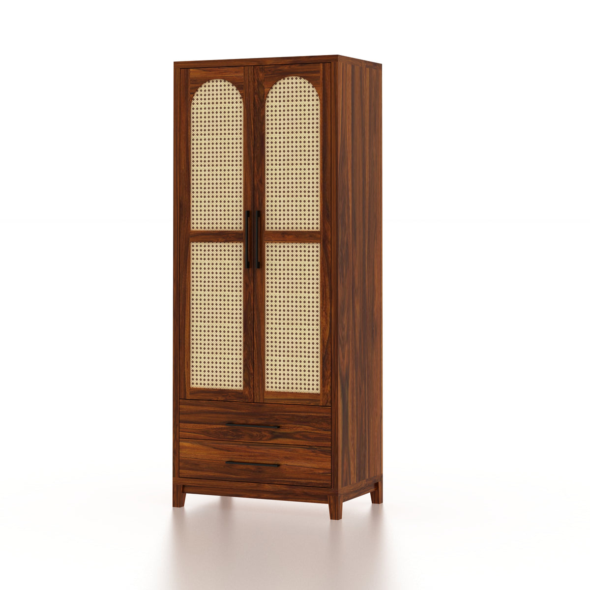 Cosmos Solid Sheesham Wood Wardrobe With Two Doors and Two Drawers - 3-Year Warranty