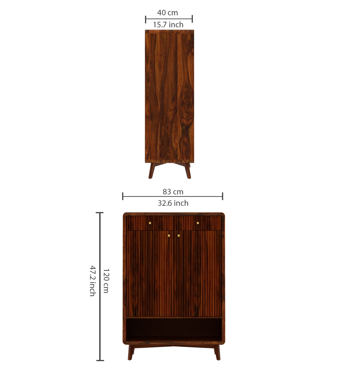 Robert Solid Sheesham Wood Shoe Rack With Two Doors, Drawer and Open Shelf- 3-Year Warranty