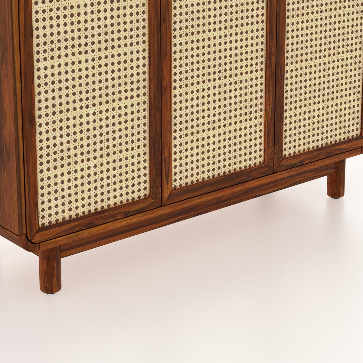 Cosmos Solid Sheesham Wood Shoe Rack With three Doors and Two Drawer 3 - Year Warranty