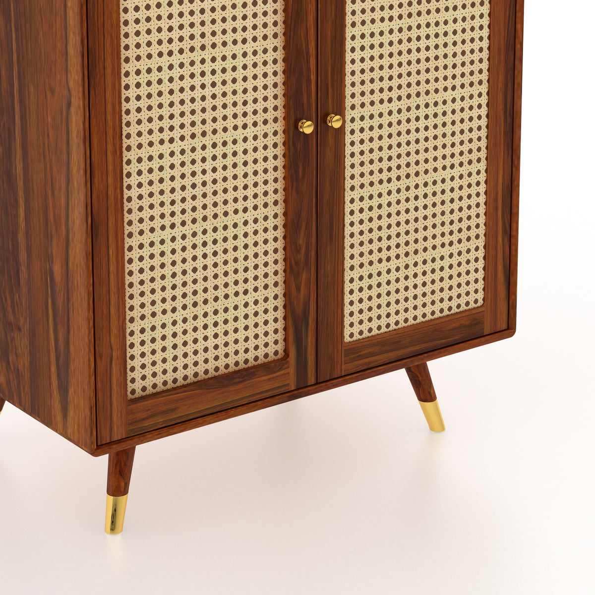 Riverton Solid Sheesham Wood Shoe Rack With Two Doors and Drawer - 3-Year Warranty