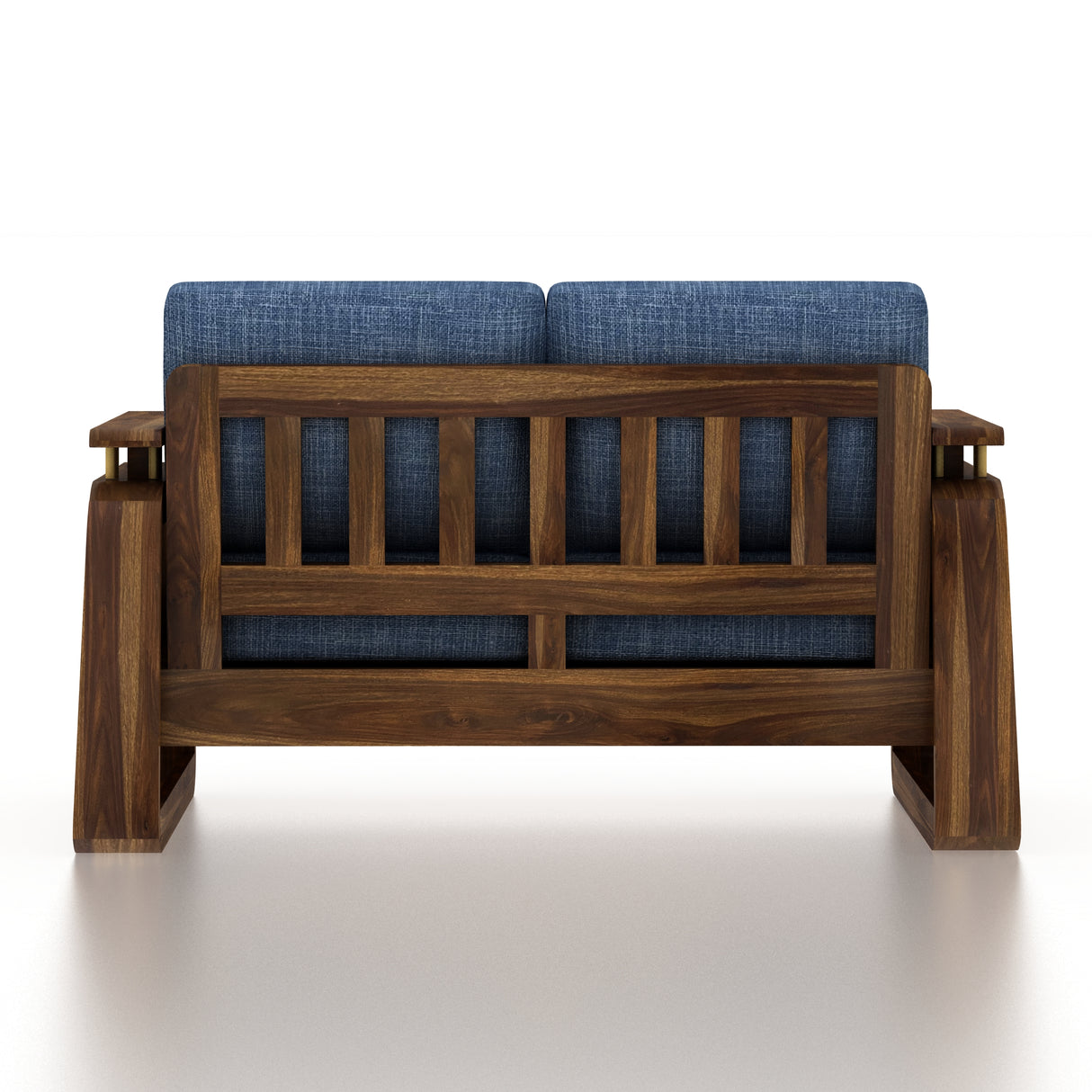 Edin Solid Sheesham Wood 2 Seater Sofa With Cane & Brass Detailing - 3 Year Warranty (LUXE EDITION)