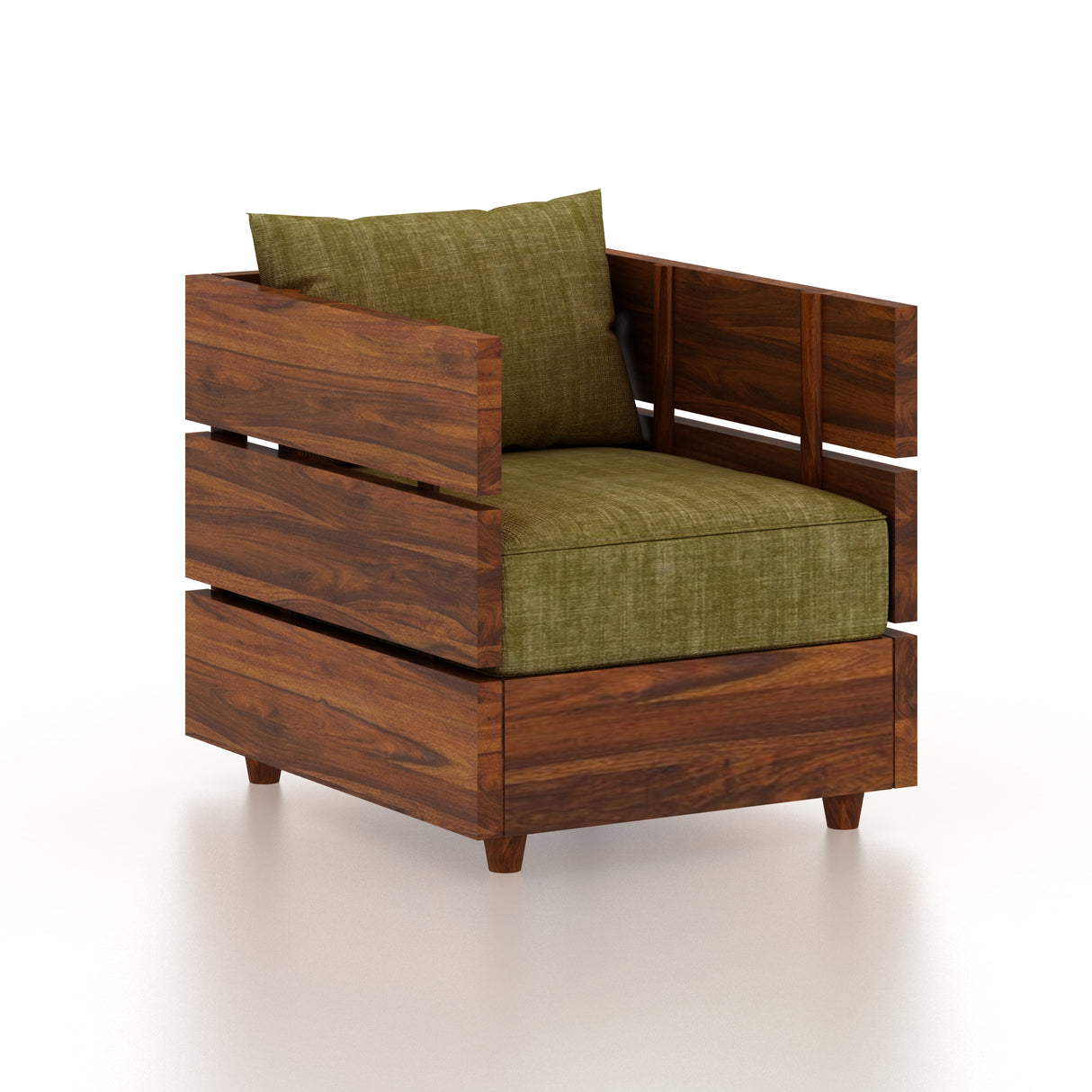 Cairo Solid Sheesham Wood Single Seater Sofa - 3 Year Warranty (LUXE EDITION)