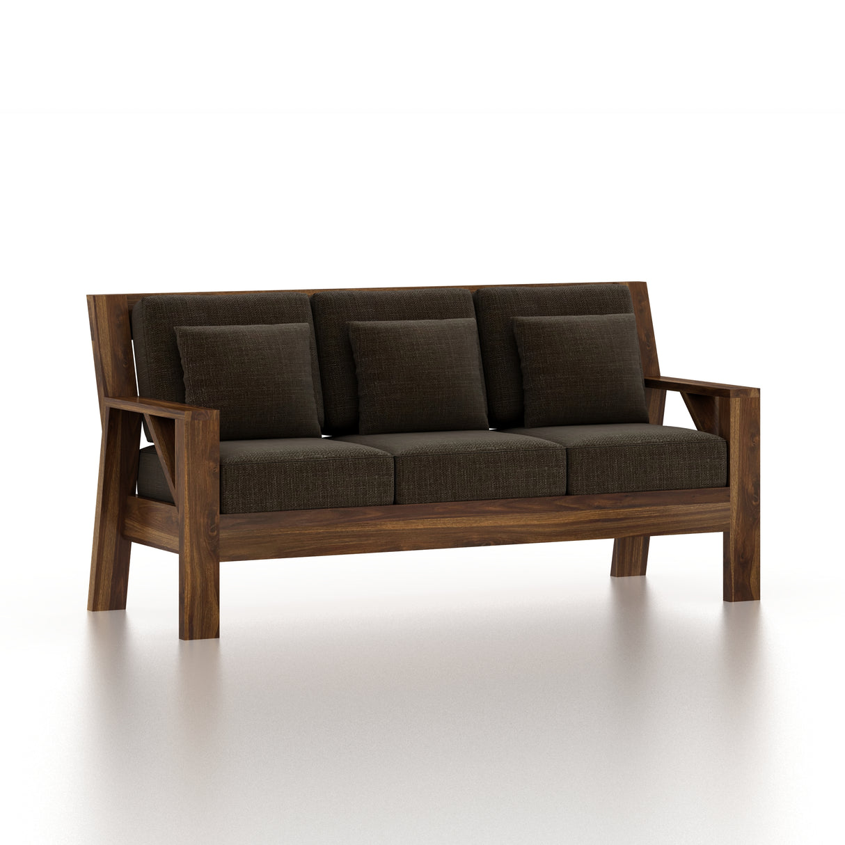 CIZAR Solid Sheesham Wood 3 Seater Sofa - 3 Year Warranty (LUXE EDITION)