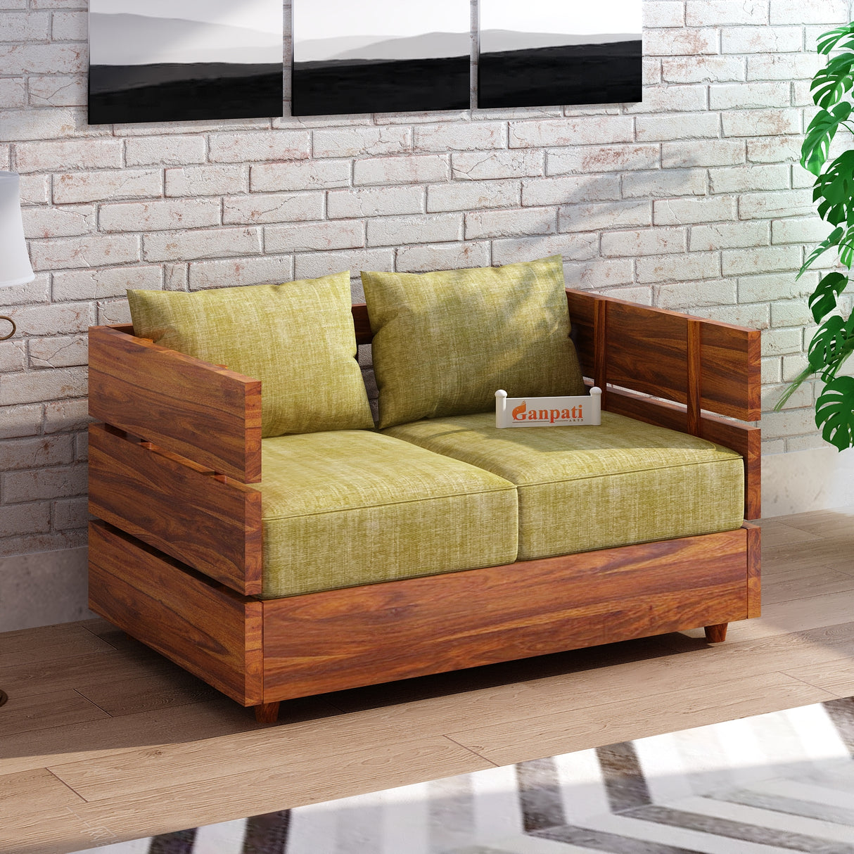 Cairo Solid Sheesham Wood 2 Seater Sofa - 3 Year Warranty (LUXE EDITION)