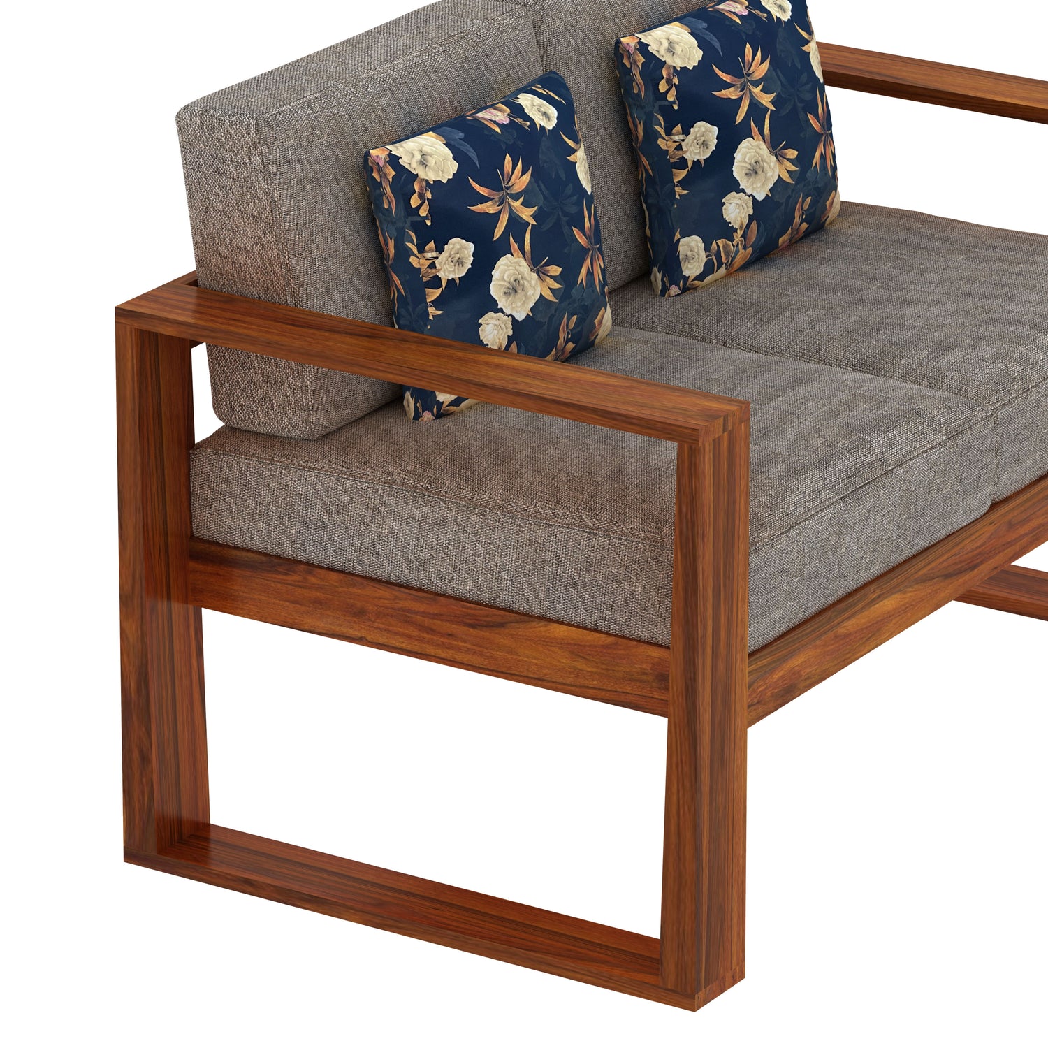 Euro Solid Sheesham Wood 2 Seater Sofa - 3 Years Warranty