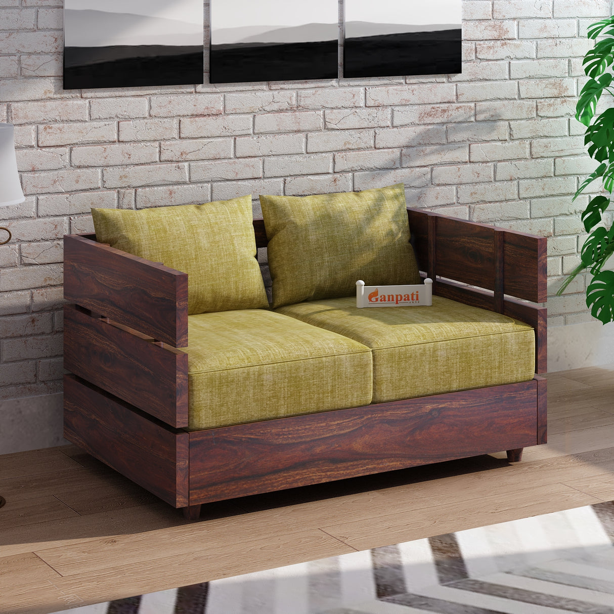 Cairo Solid Sheesham Wood 2 Seater Sofa - 3 Year Warranty (LUXE EDITION)