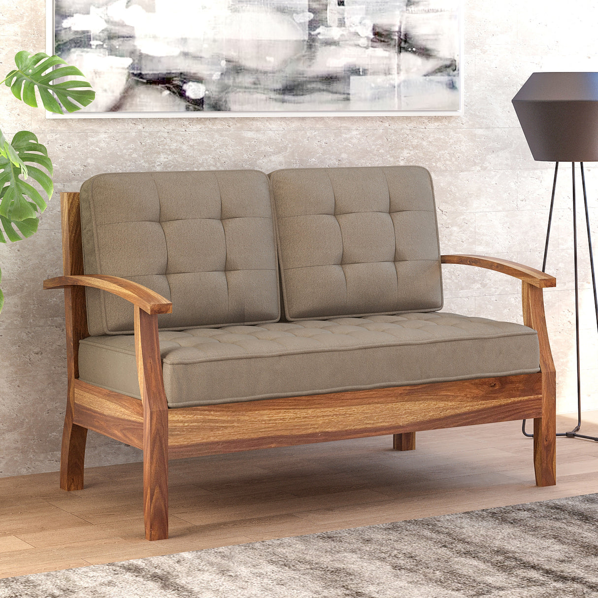 RAYON Solid Sheesham Wood 2 Seater Sofa - 3 Year Warranty (LUXE EDITION)