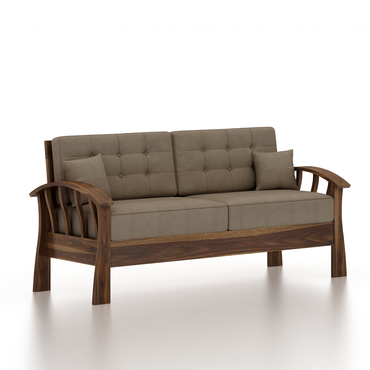 CROWN Solid Sheesham Wood 3 Seater Sofa - 3 Year Warranty (LUXE EDITION)