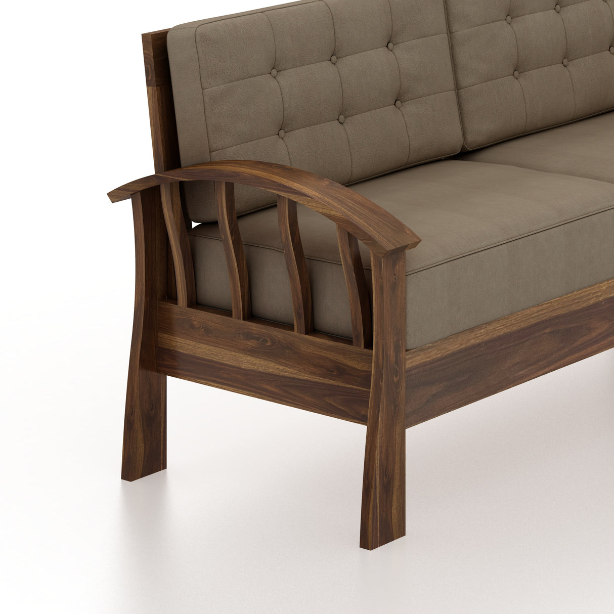 CROWN Solid Sheesham Wood 3 Seater Sofa - 3 Year Warranty (LUXE EDITION)