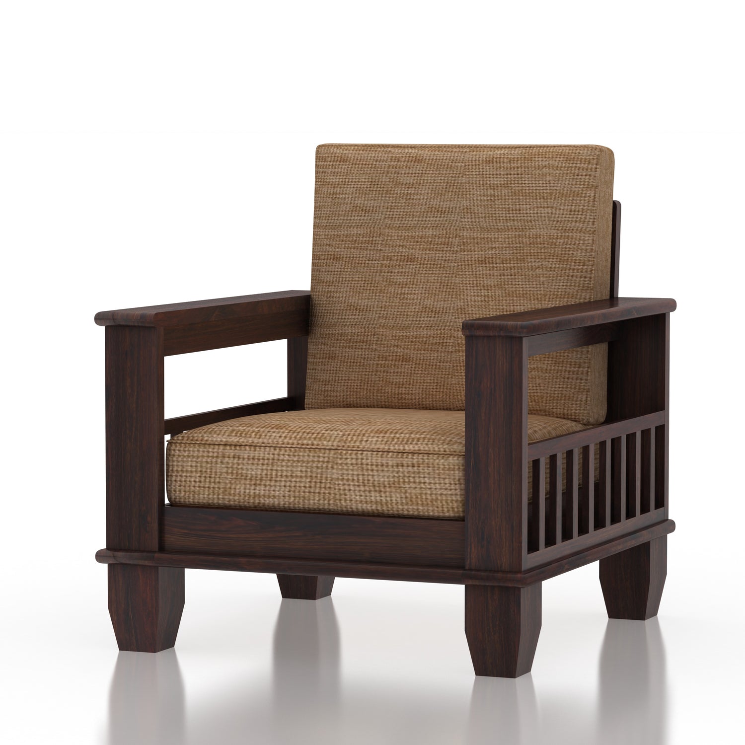 Maharaja Solid Sheesham Wood Single Seater Sofa - 3 Years Warranty