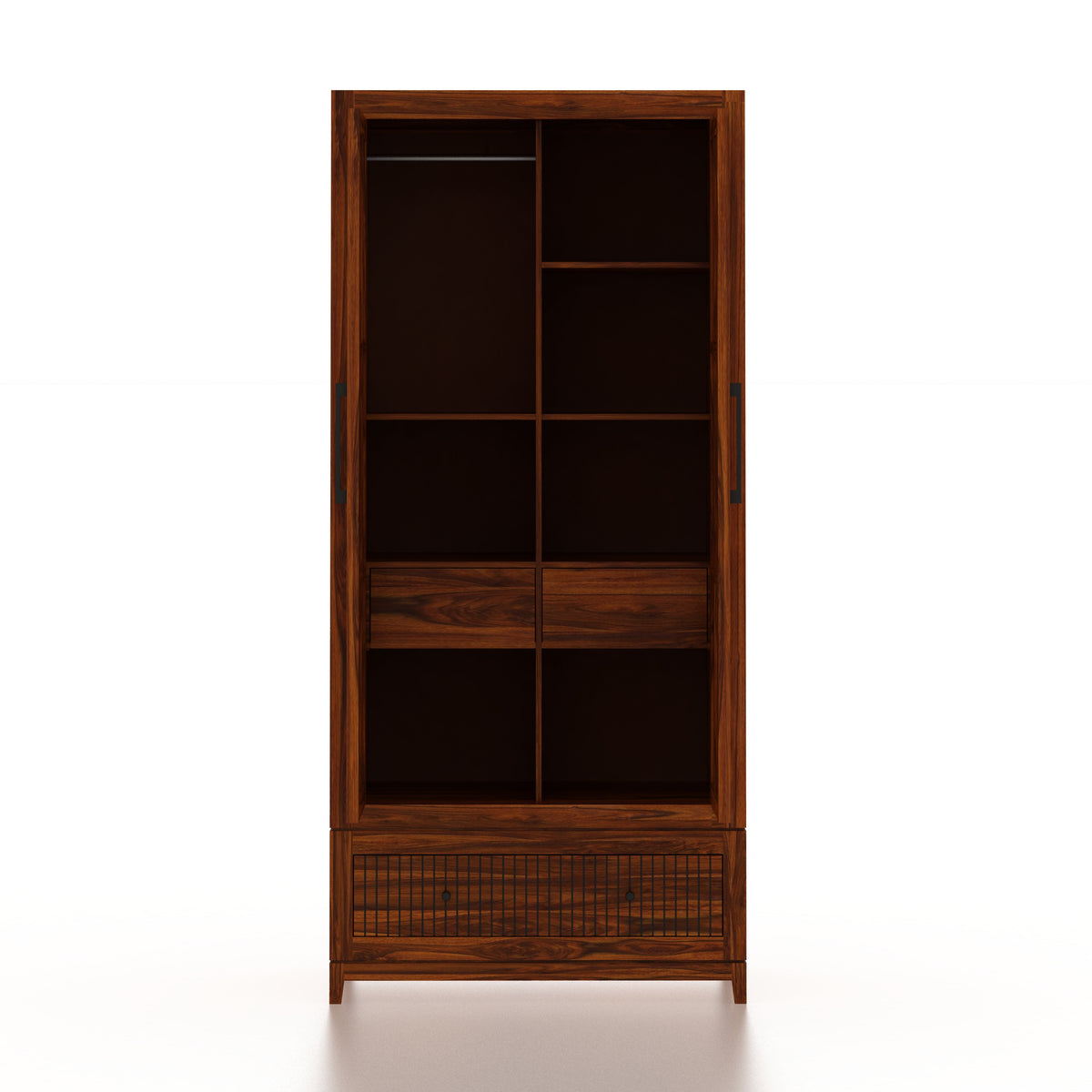 Martino Solid Sheesham Wood Wardrobe With Two Doors and Drawer - 3-Year Warranty