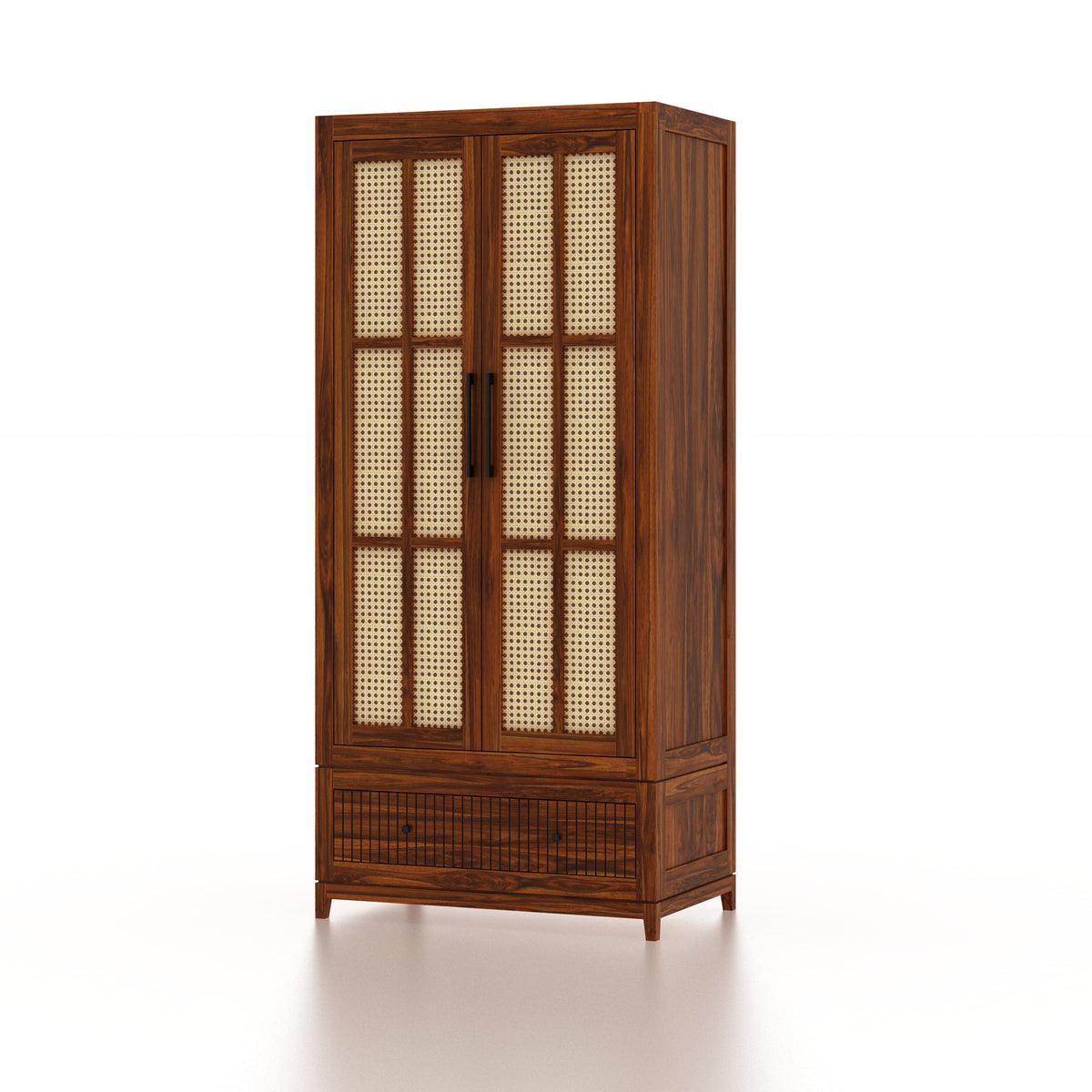 Martino Solid Sheesham Wood Wardrobe With Two Doors and Drawer - 3-Year Warranty