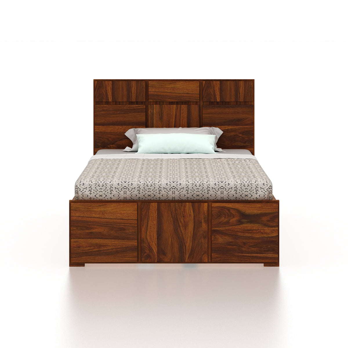 SCOTT Solid Sheesham Wood 4 Feet Bed With Box Storage - 3 Years Warranty