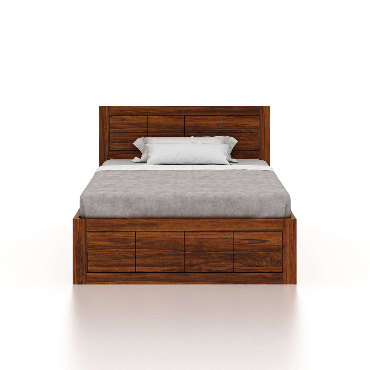 SKYLER Solid Sheesham Wood 4 Feet Bed With Box Storage - 3 Years Warranty