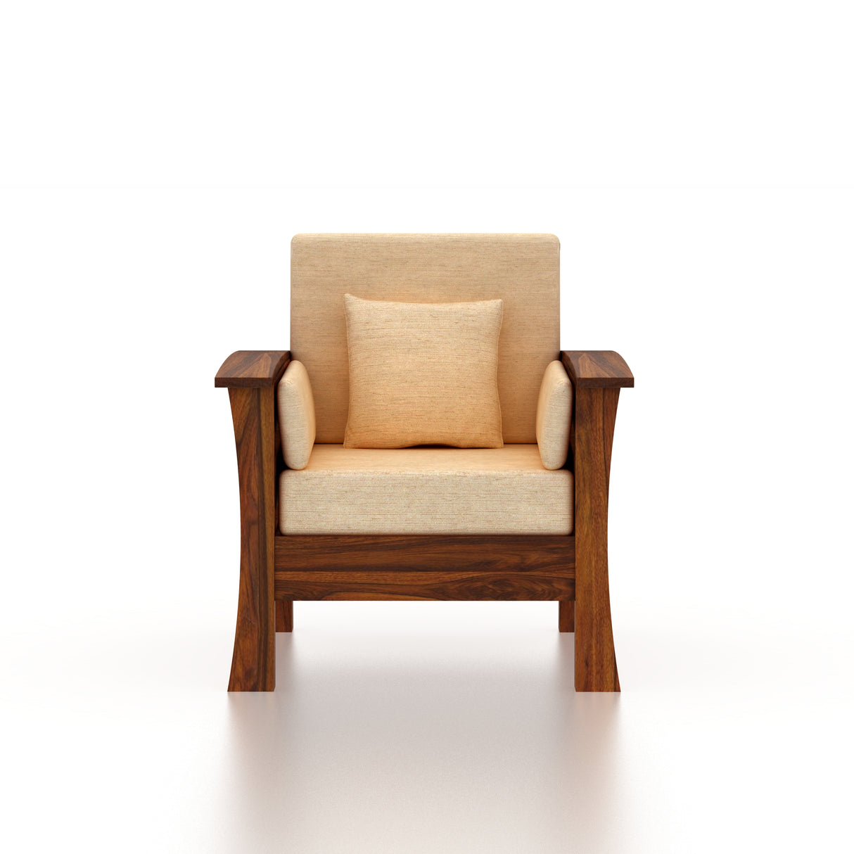 Nirvana Solid Sheesham Wood Single Seater Sofa - 3 Years Warranty