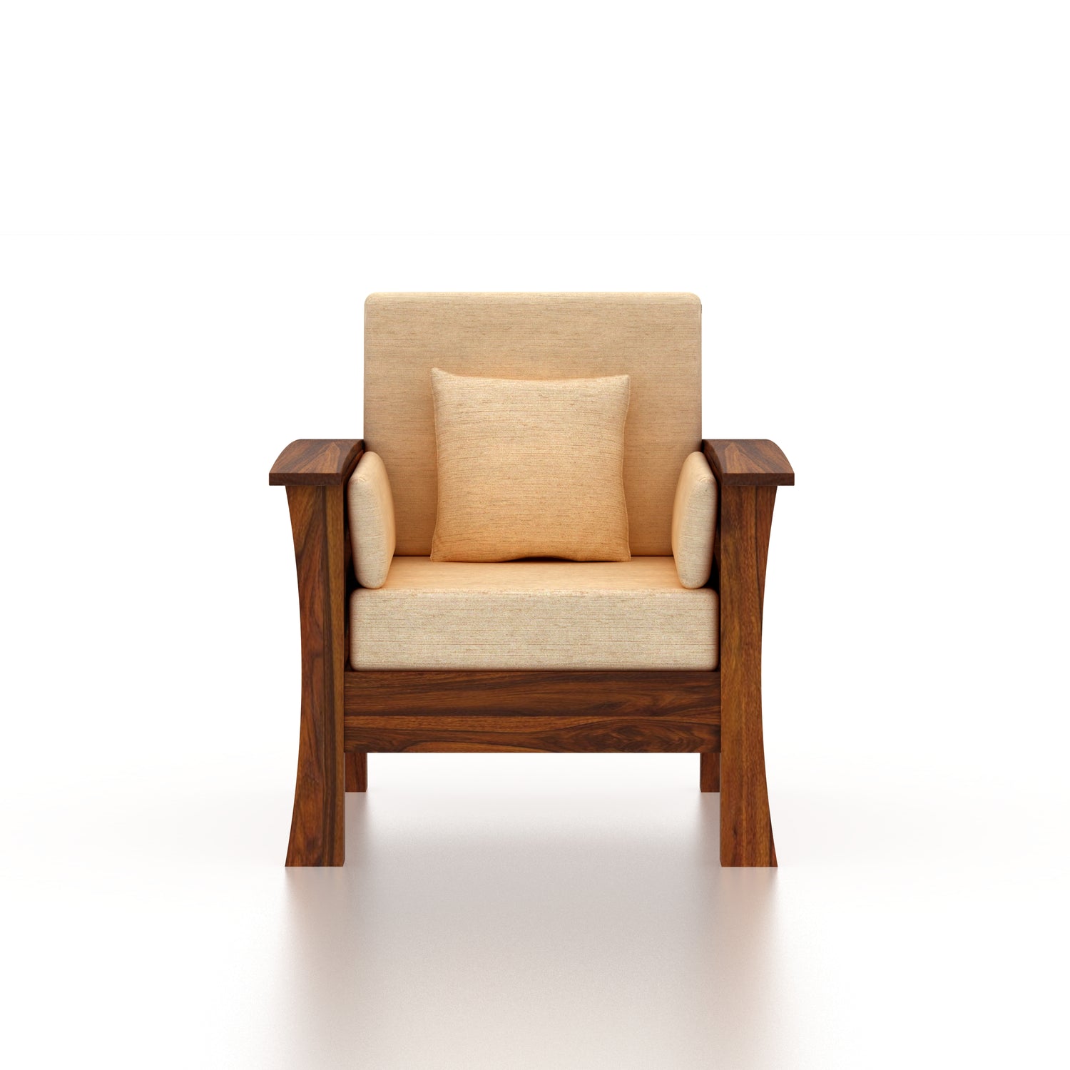 Nirvana Solid Sheesham Wood Single Seater Sofa - 3 Years Warranty