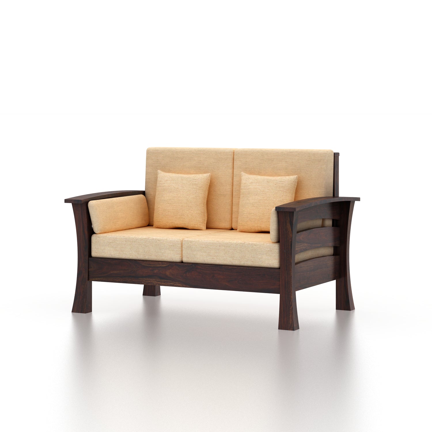 Nirvana Solid Sheesham Wood 2 Seater Sofa - 3 Years Warranty
