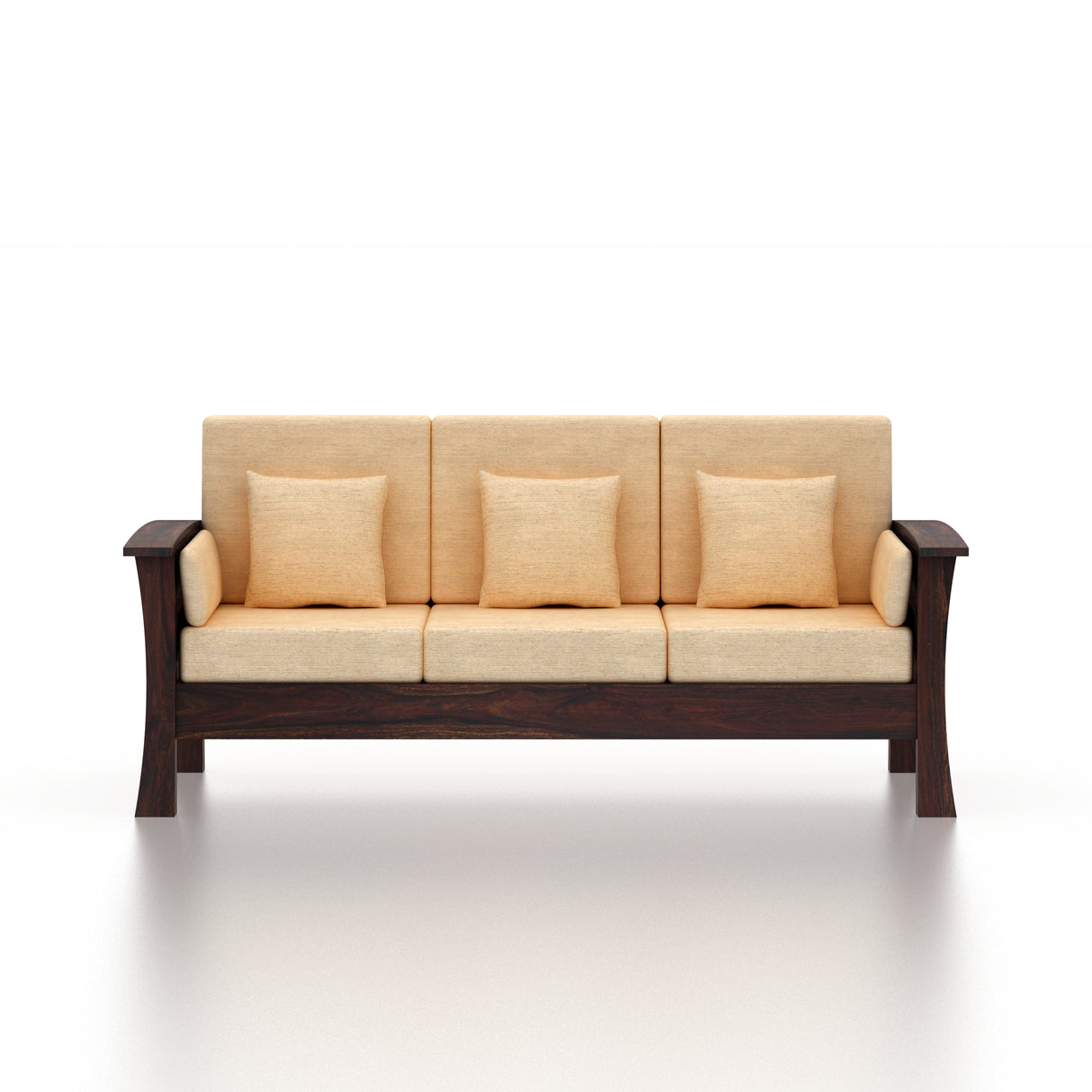 Nirvana Solid Sheesham Wood 3 Seater Sofa With Side Pockets - 3 years Warranty