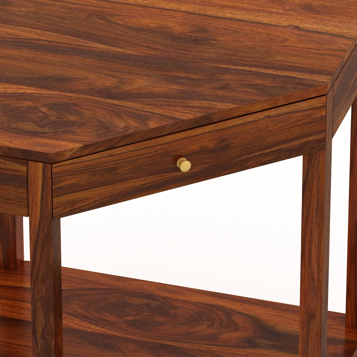 Swiss Solid Sheesham Wood Study Table With Storage - 3 Years Warranty