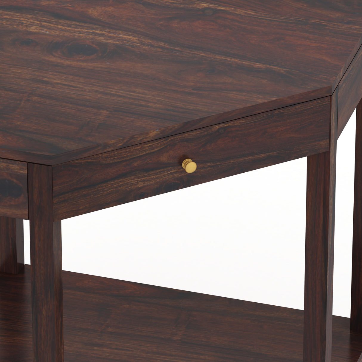 Swiss Solid Sheesham Wood Study Table With Storage - 3 Years Warranty