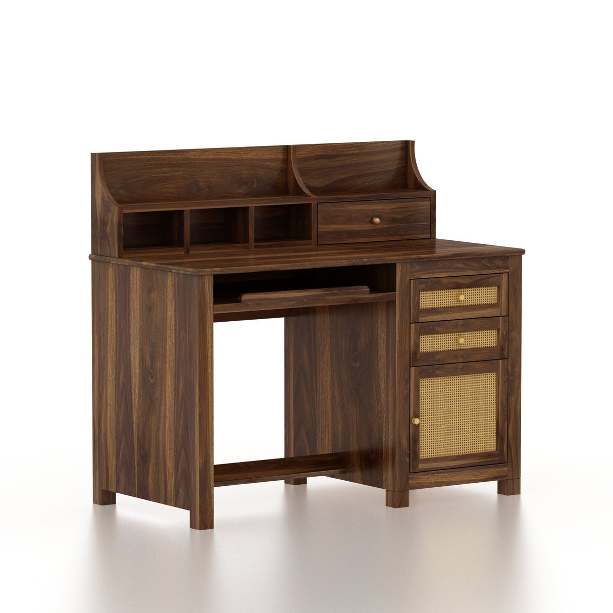 Maharaja Solid Sheesham Wood Study Table With Storage and Rattan Detailing - 3 Years Warranty