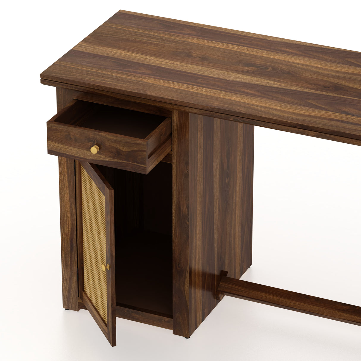 Syrus Solid Sheesham Wood Study Table With Storage and Rattan Detailing(BIG) - 3 Years Warranty