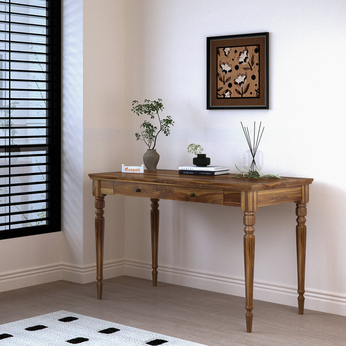 Pillar Solid Sheesham Wood Study Table - 3 Years Warranty