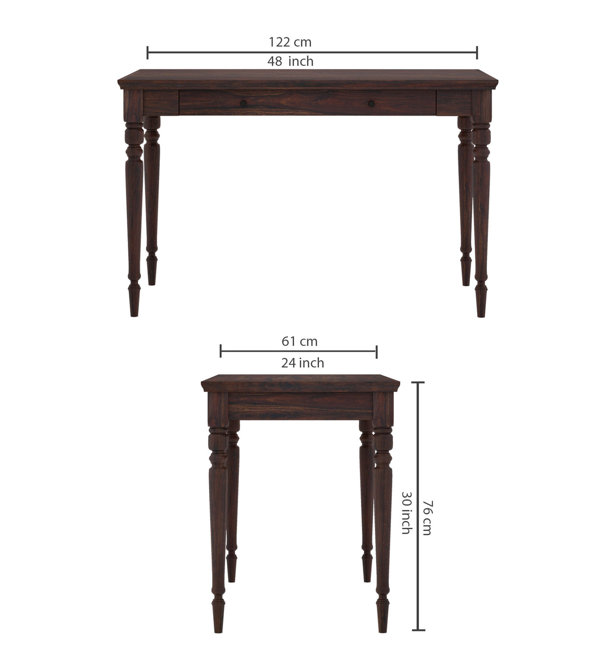 Pillar Solid Sheesham Wood Study Table - 3 Years Warranty