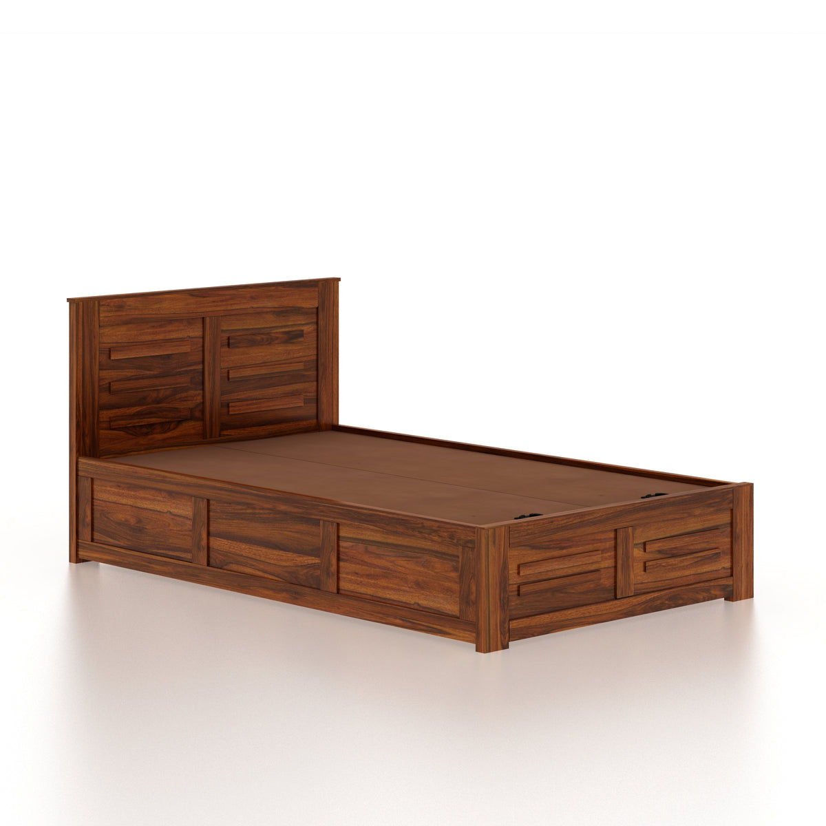 Swiss Solid Sheesham Wood 4 Feet Bed With Box Storage - 3 Years Warranty
