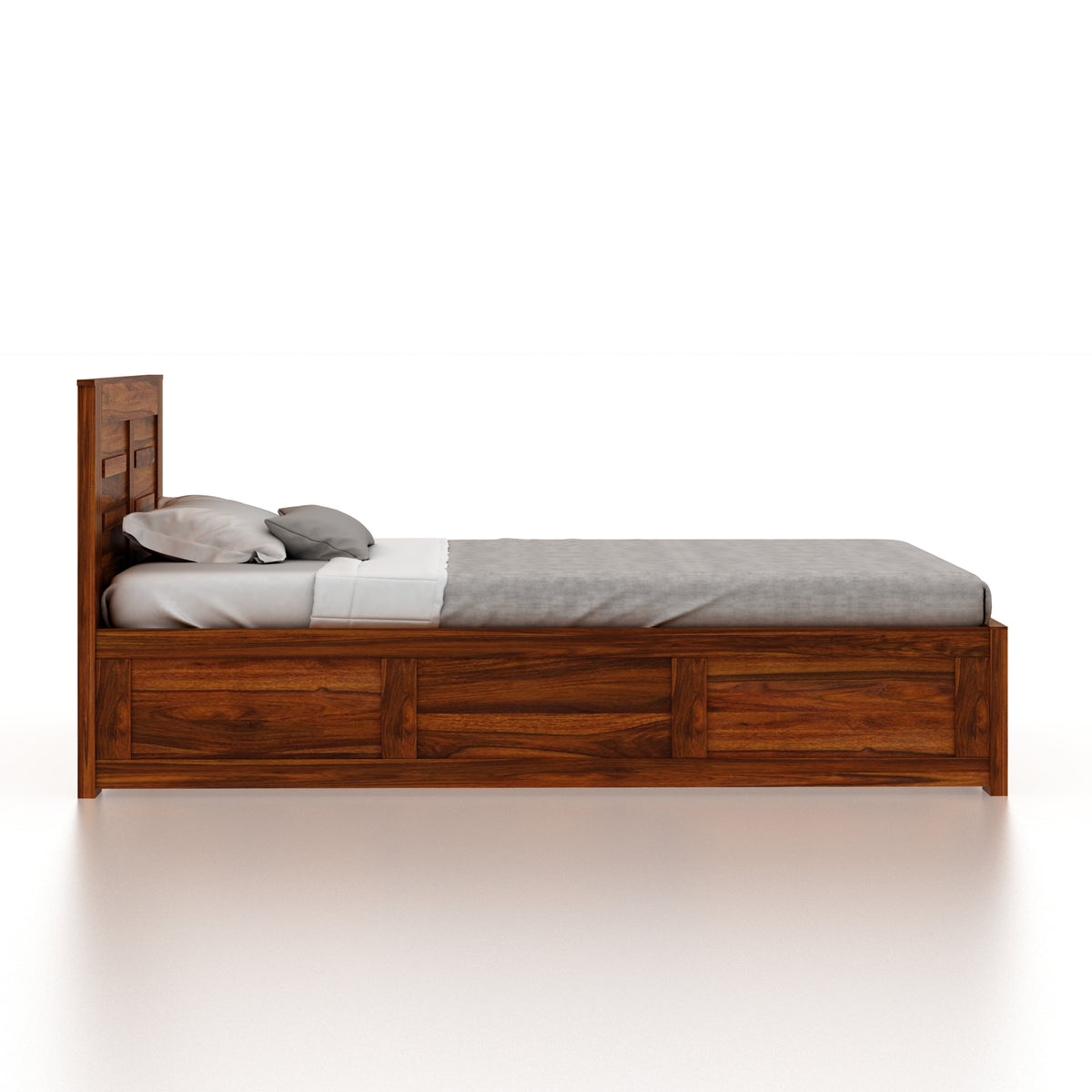 Swiss Solid Sheesham Wood 4 Feet Bed With Box Storage - 3 Years Warranty