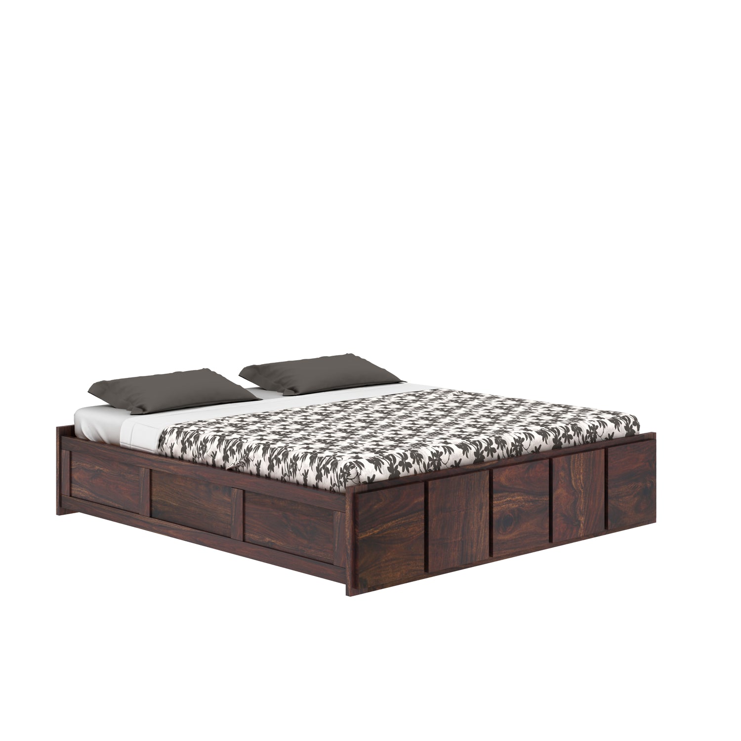 Scott Solid Sheesham Wood Bed With Hydraulic Storage Without Headboard - 3 years Warranty
